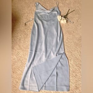 Anthropologie BHLDN Cali satin like Midi Slip baby blue Dress